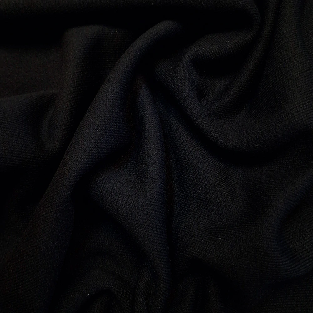 Doubleface kabátový úplet, žebro/pařená vlna, černá