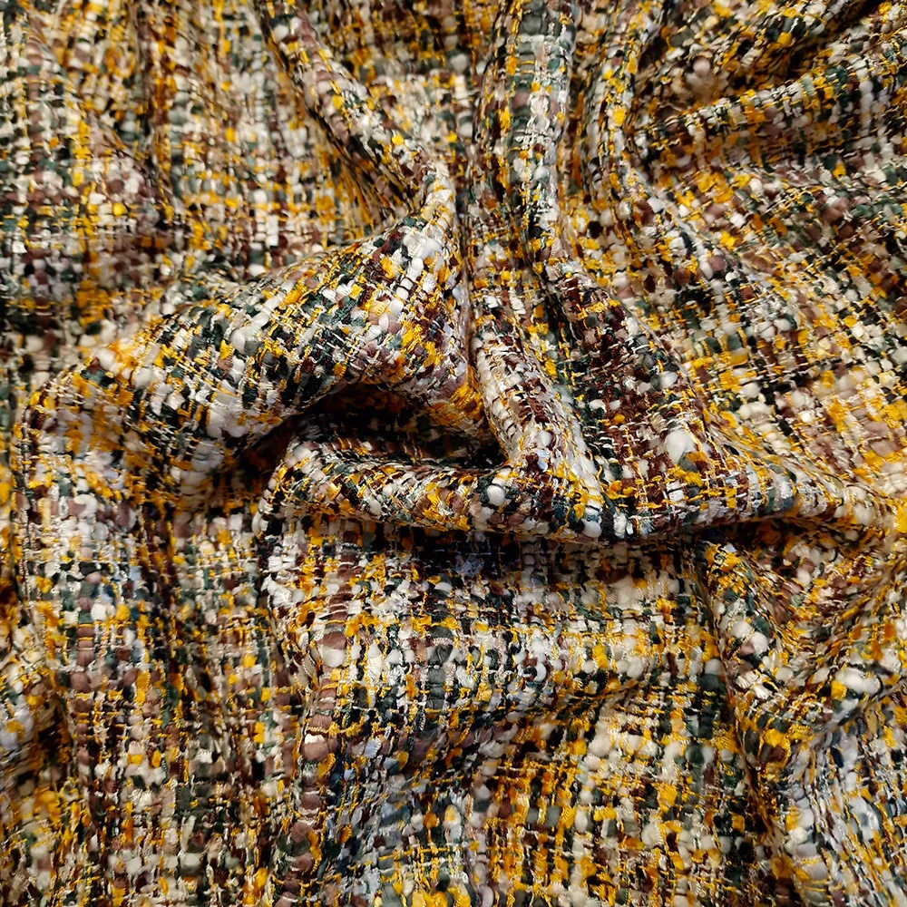 kostýmovka typu Chanel, žlutá/hnědá/zelená