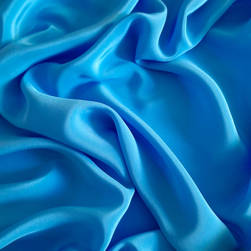 hedvábí, crepe de chine, modrá azzurro, 2718