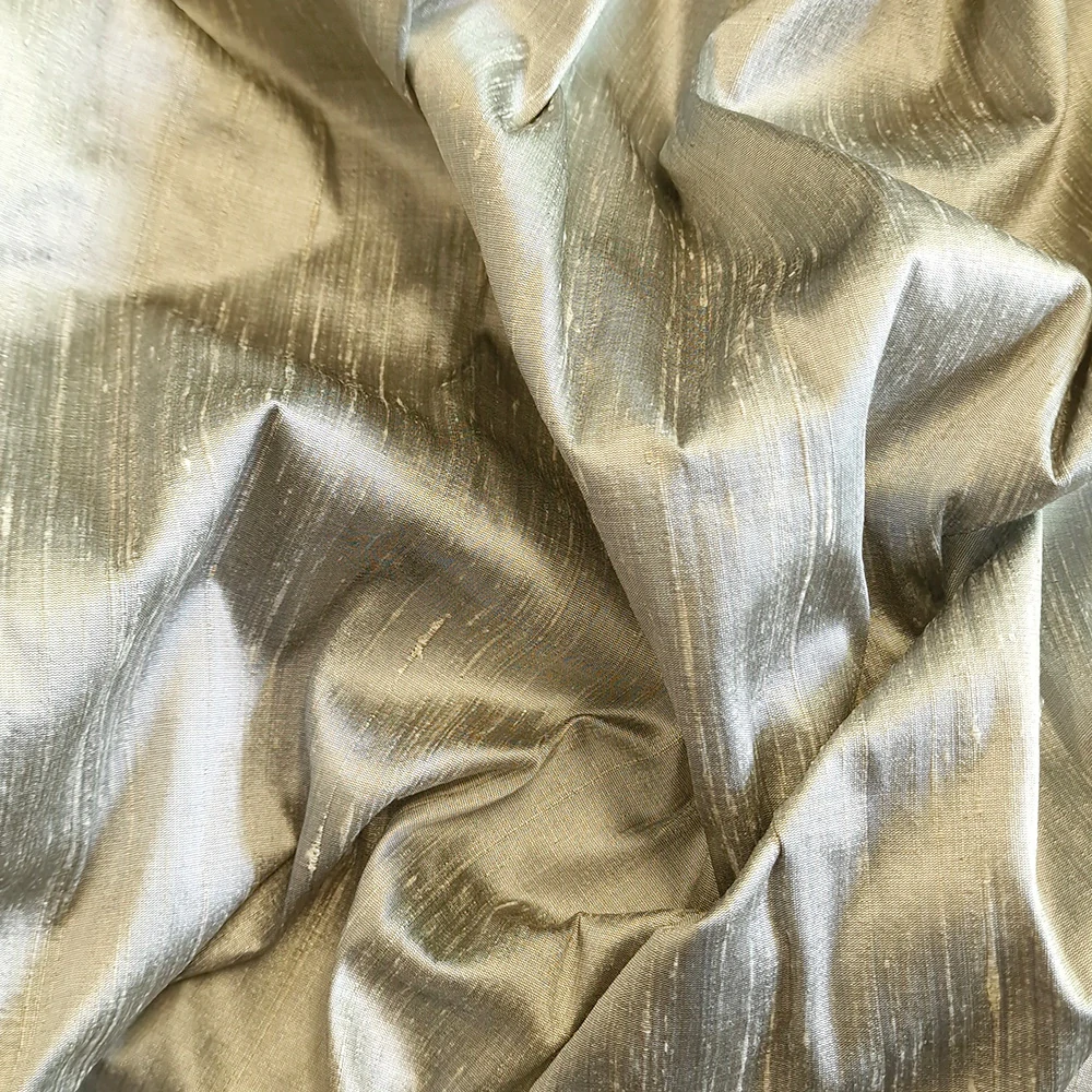 hedvábí, šantung s výraznou strukturou, šanžánový, stříbrný 4131