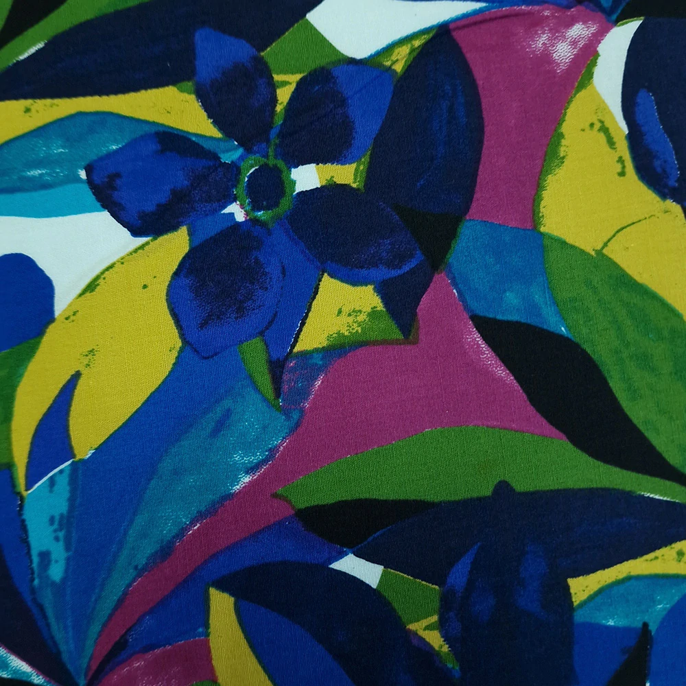 bavlněné plátno, modrý květ