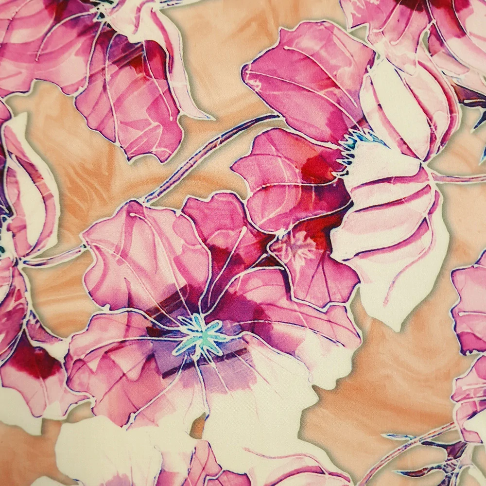 viskózové plátno, magenta květy