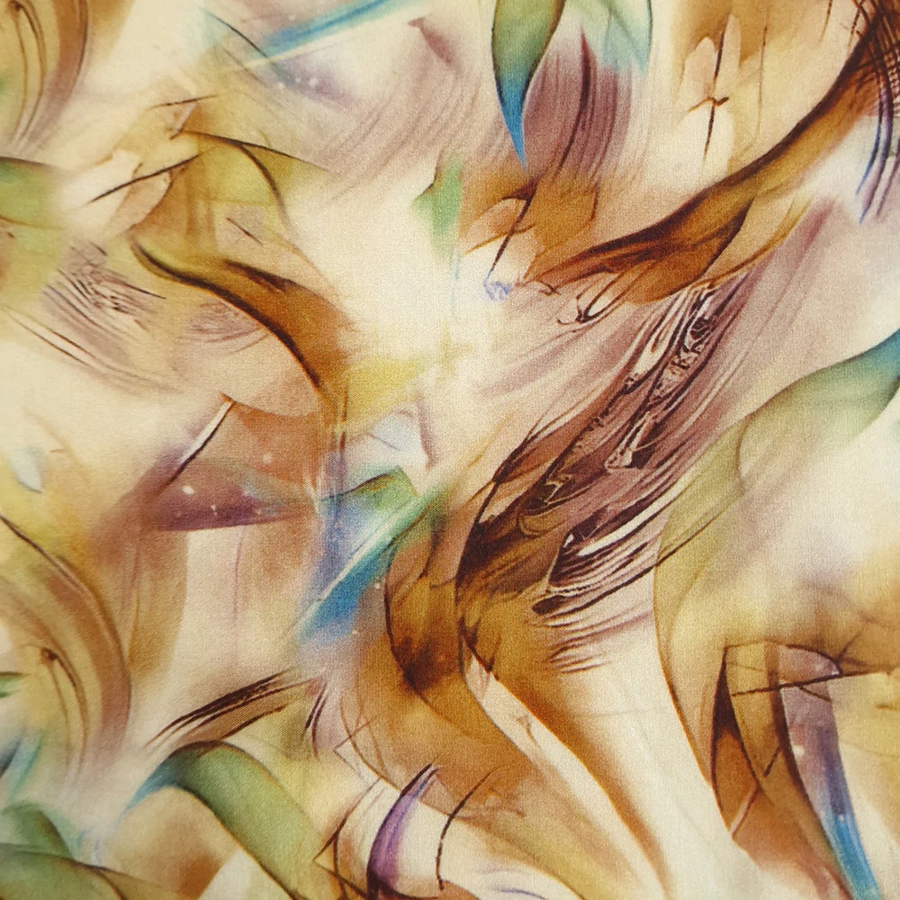 viskózové plátno, vzor abstrakt mocca