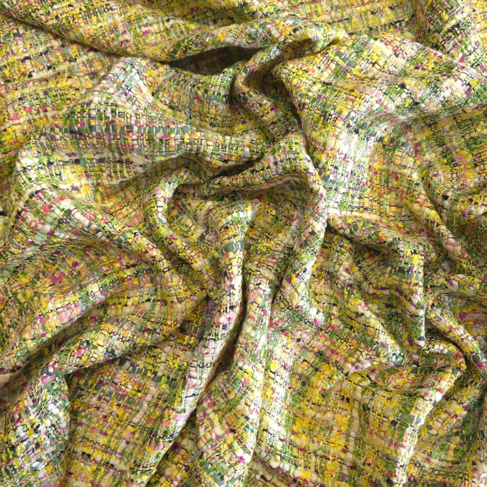 kostýmovka typu Chanel, zelená/žlutá/magenta