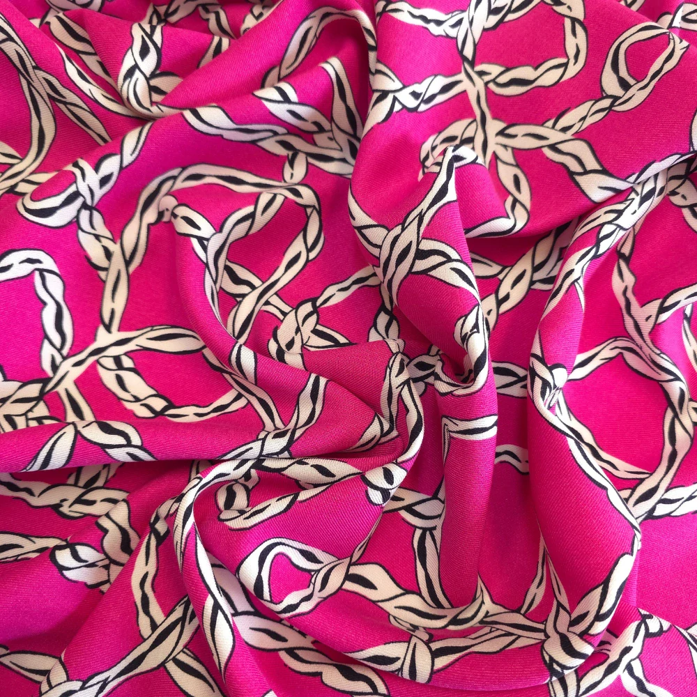 viskózová šatovka s keprovou vazbou, vzor lana magenta