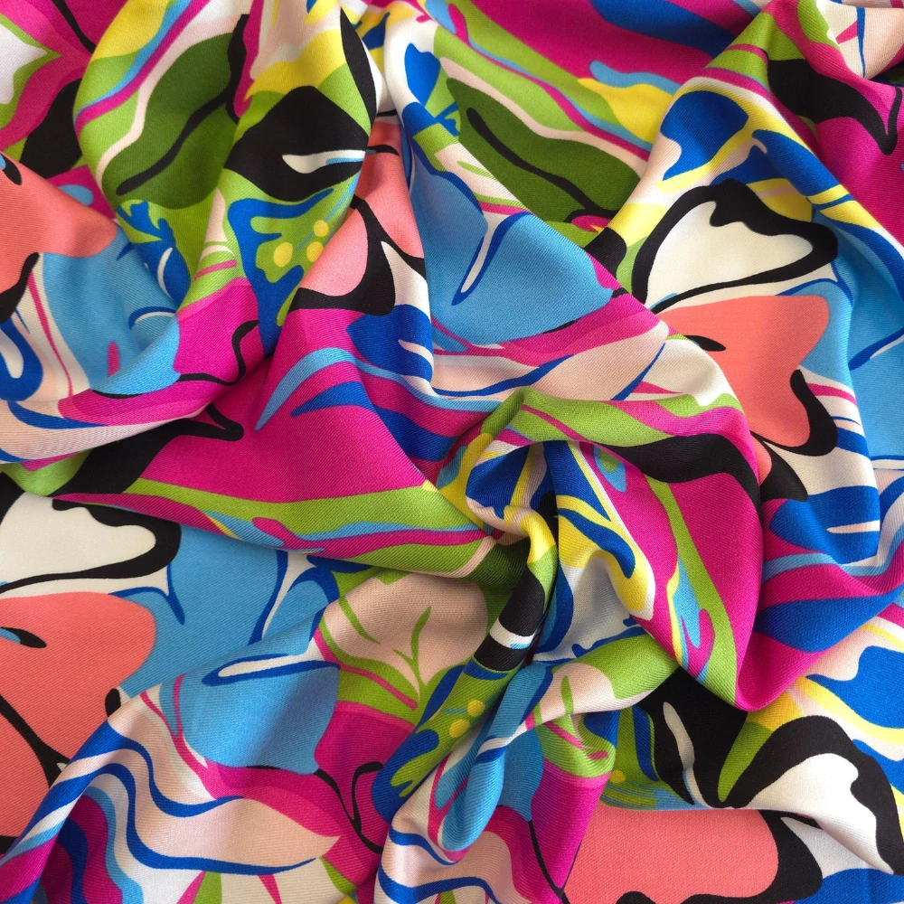 viskózová šatovka s keprovou vazbou, vzor colors