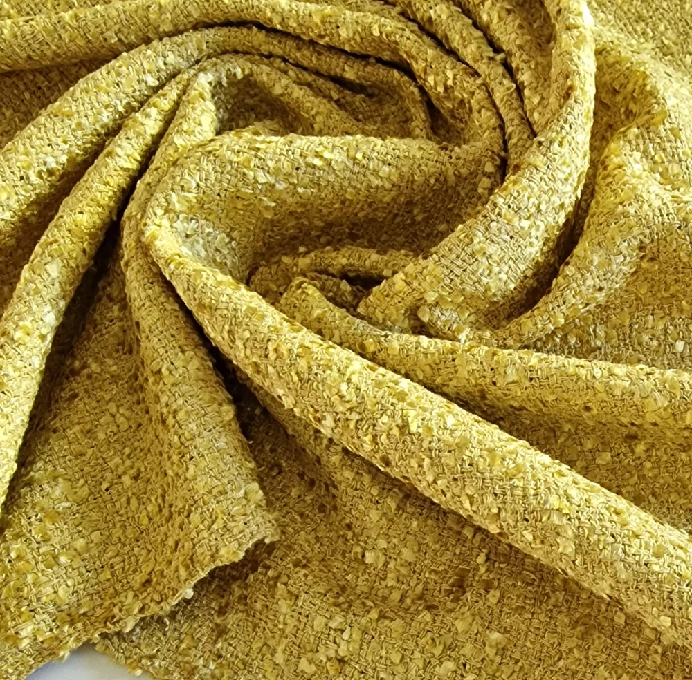 kostýmovka typu Chanel, jednobarevná, hořčicová žlutá