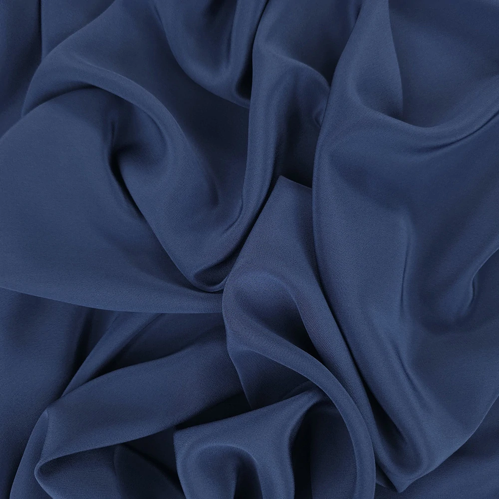 hedvábí, crepe de chine, modrá 195