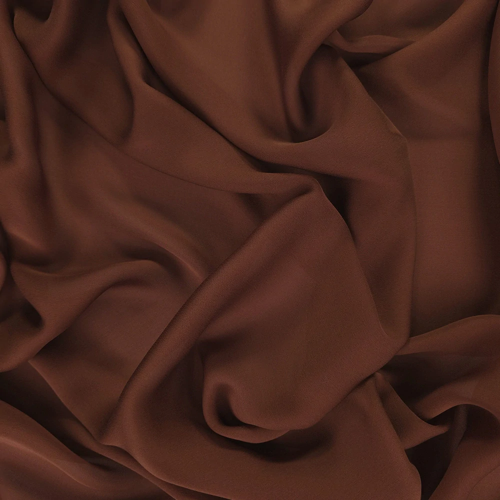 hedvábí, crepe de chine, skořicová