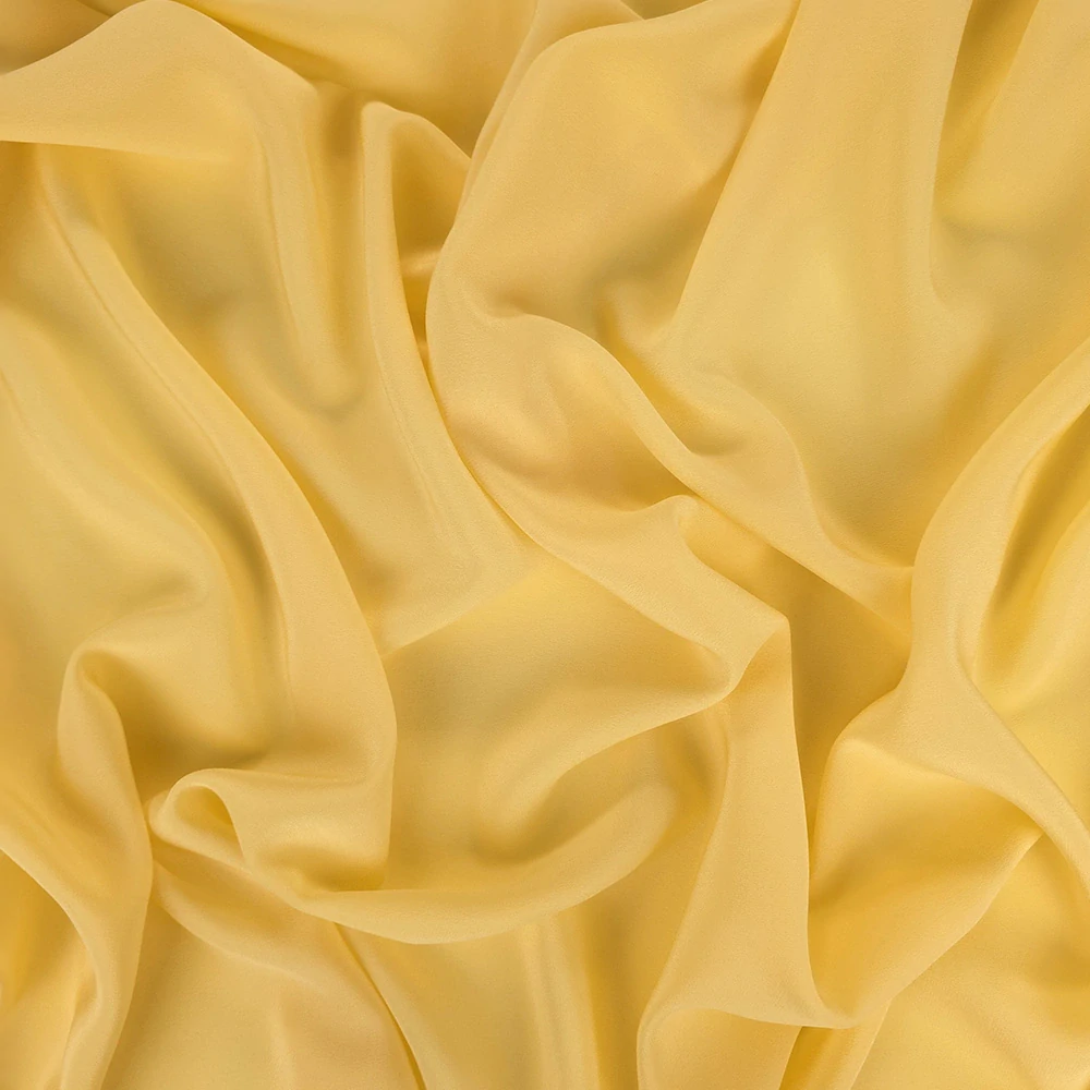 hedvábí, crepe de chine, žlutý pastel