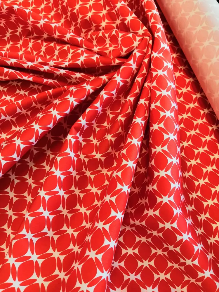 bavlněná elastická šatovka, červený vzor