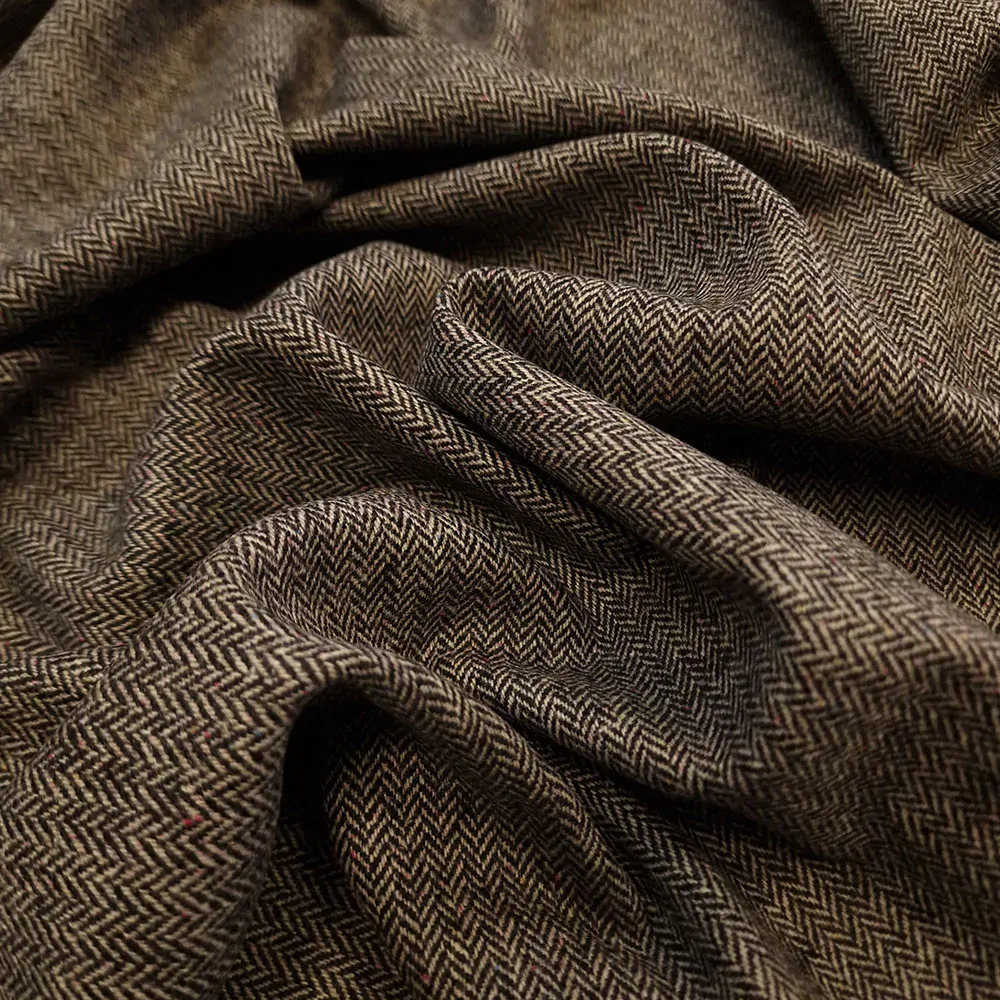 vlna, tweed, rybí kost, šedá