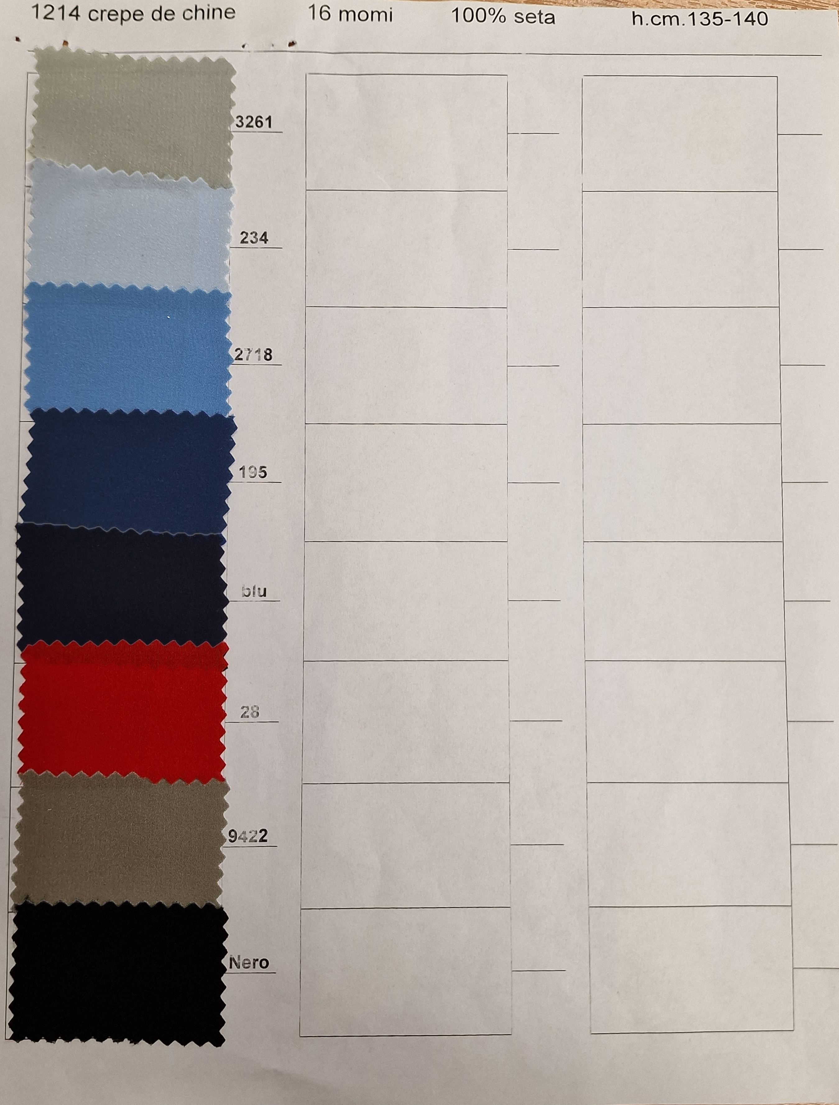 Hedvábí 100% - Crepe de chine, objednání podle barevnice (min. 5m od barvy)