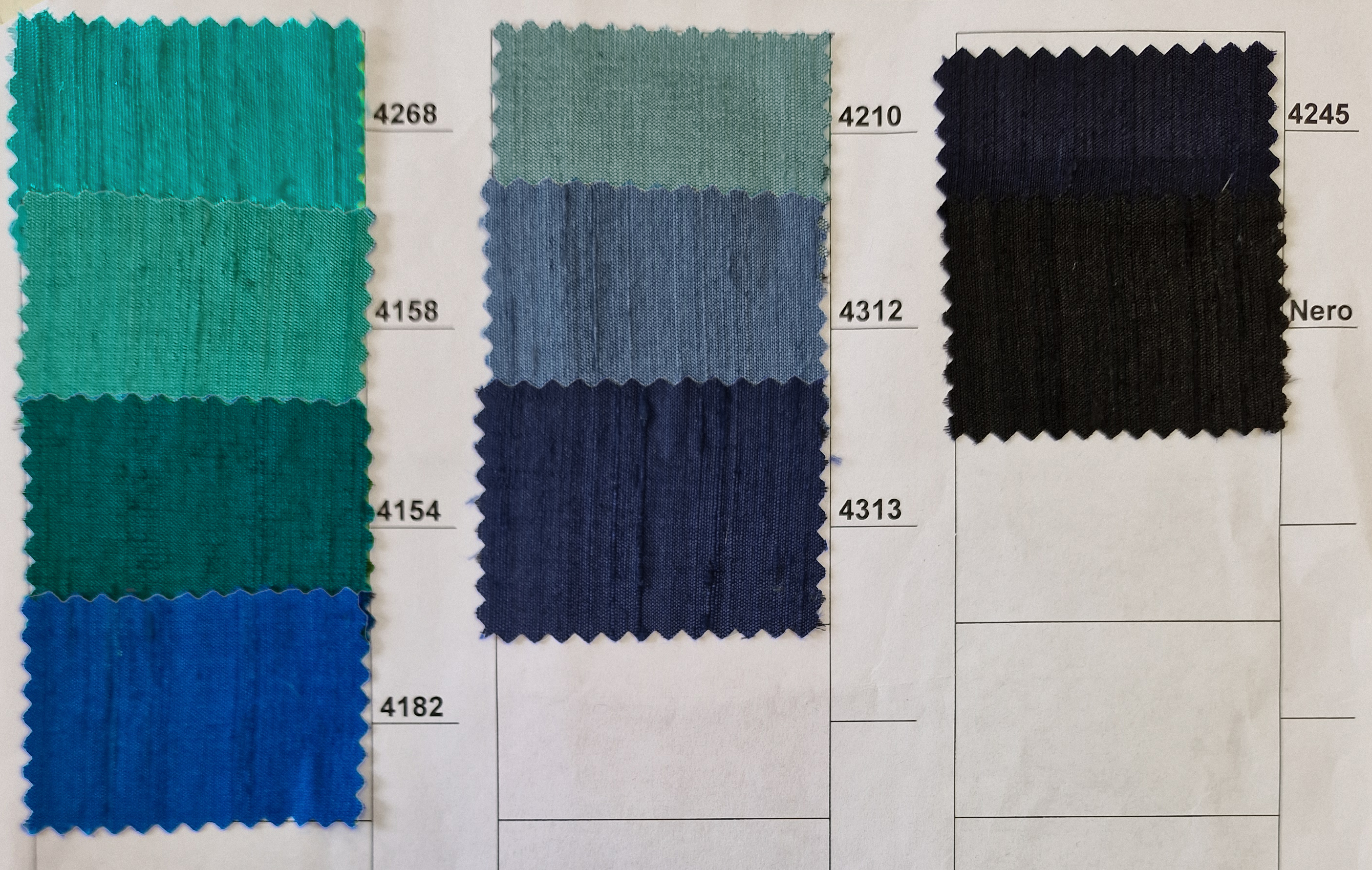 hedvábí šantung, objednání podle vzorníku