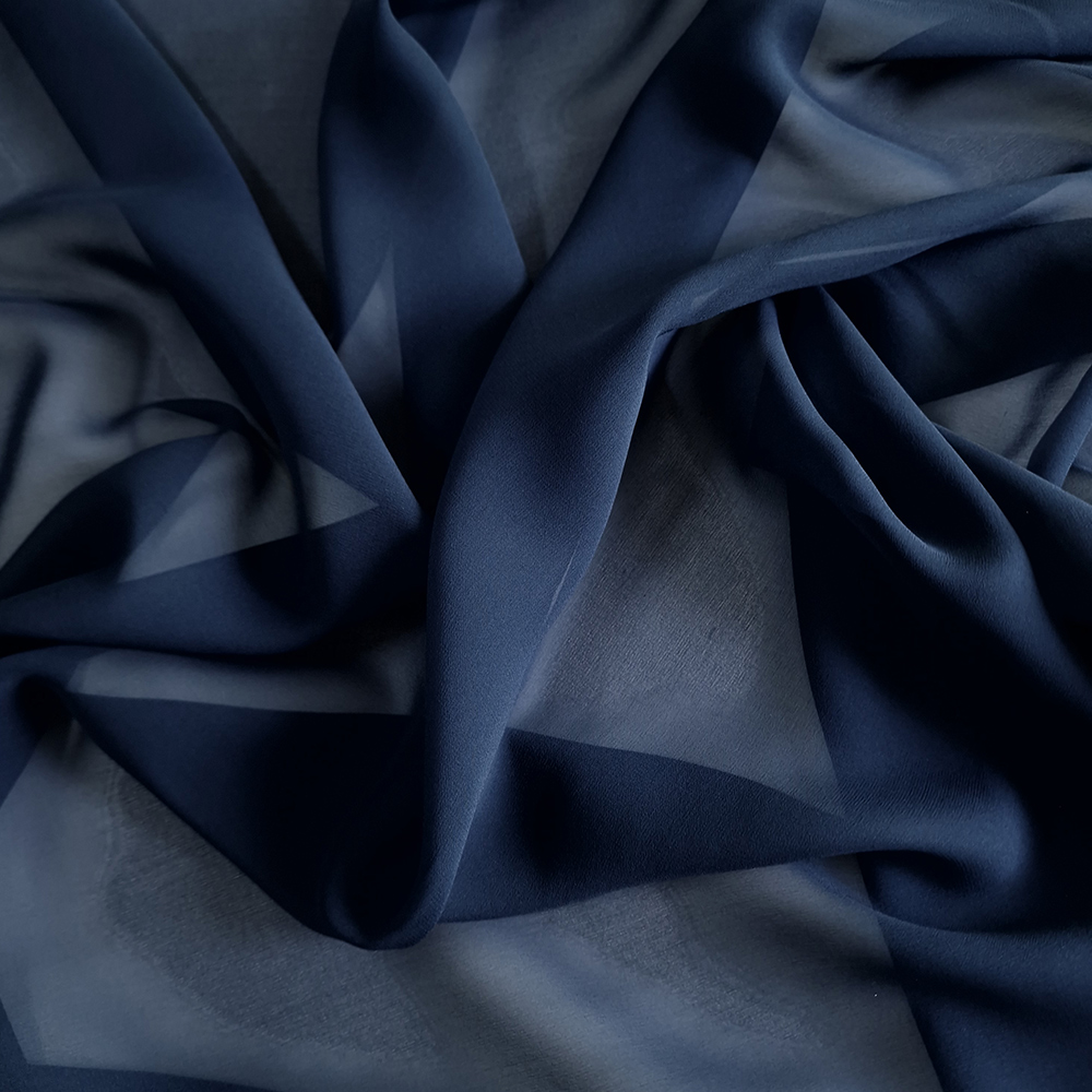 hedvábí, crepe georgette, 20 blu