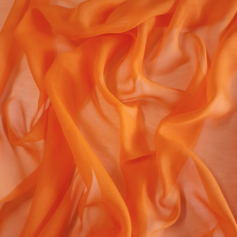 hedvábný krep šifon , oranžový