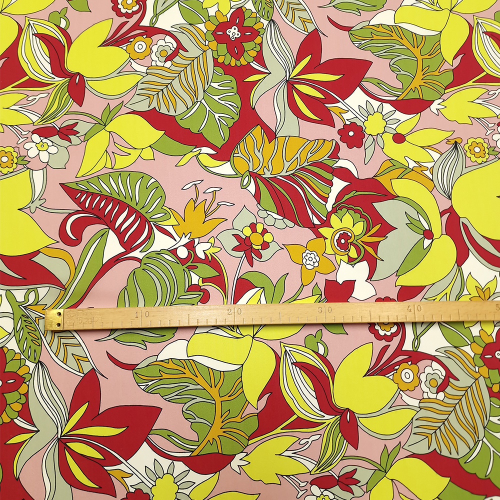 hedvábný crepe de chine, vzor tropic