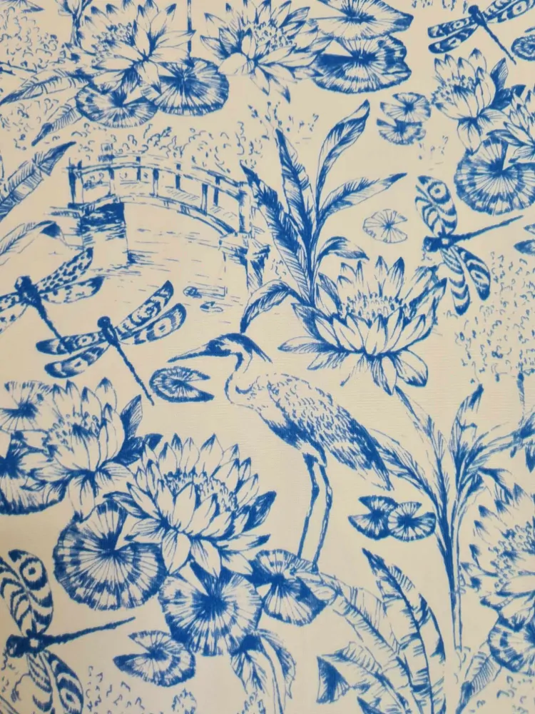 popelín elastický, vzor natura , azzurro