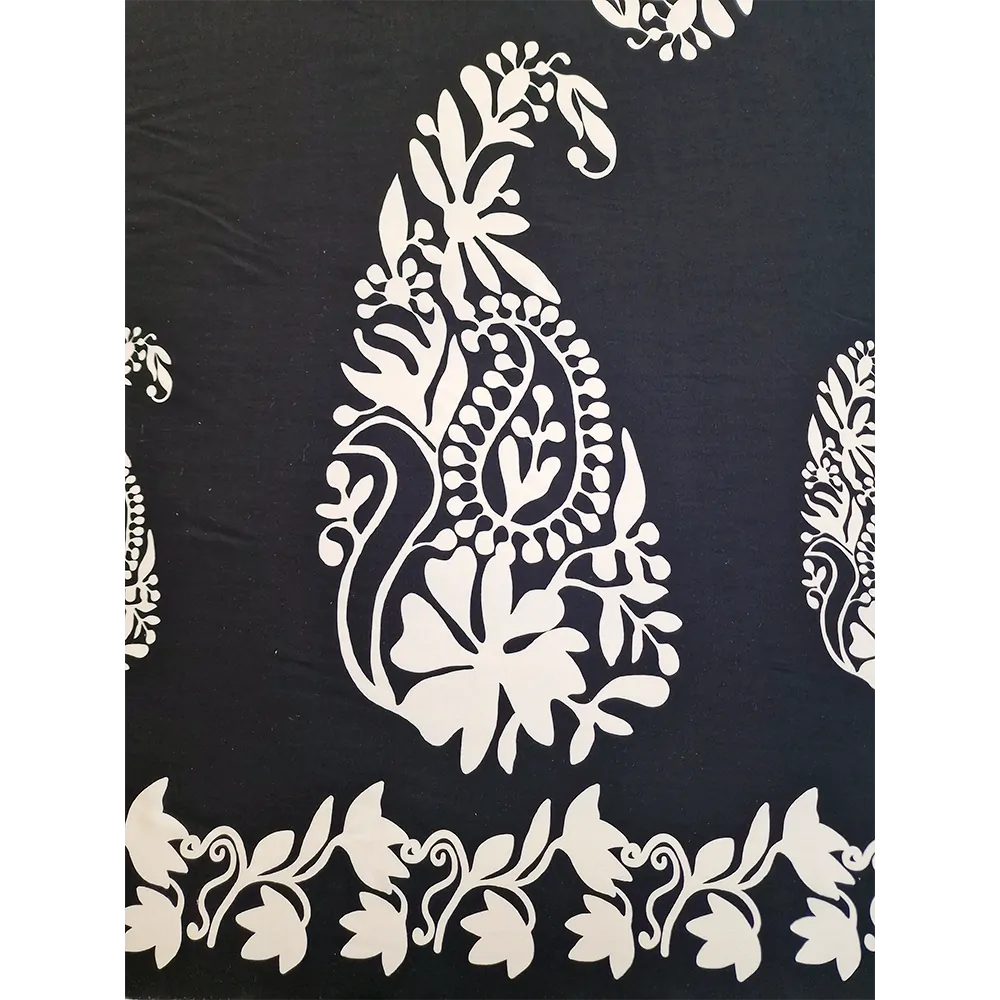 viskózové plátno, bílý vzor, černá