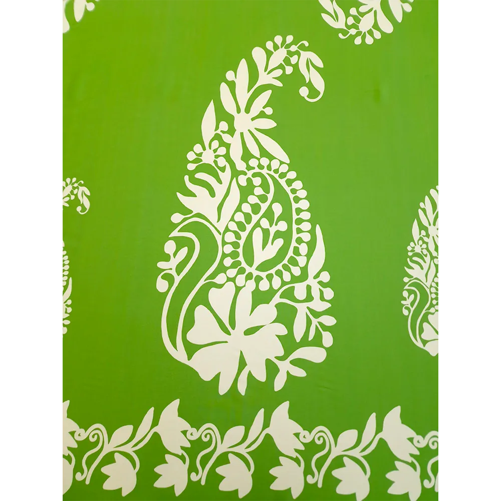 viskózové plátno, bílý vzor, zelená hrášková