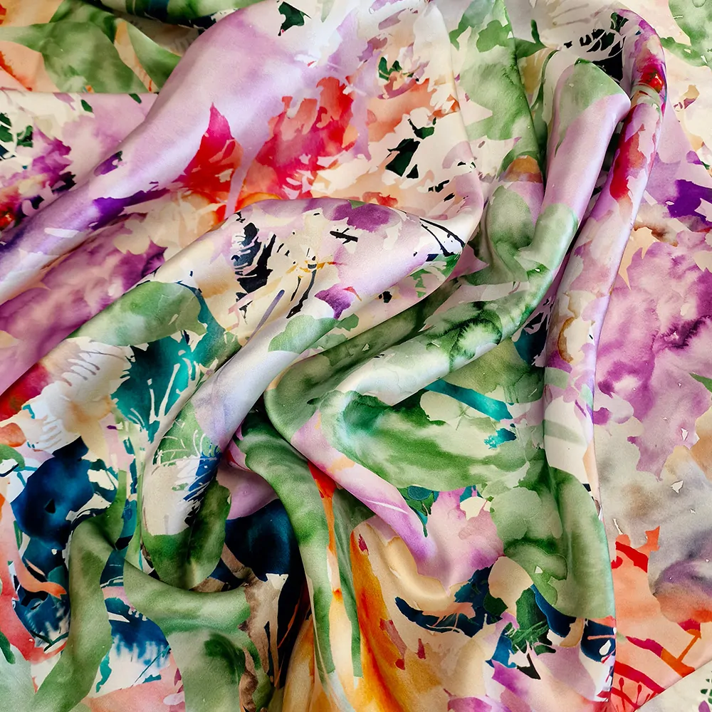 hedvábí, satén, vzor colors