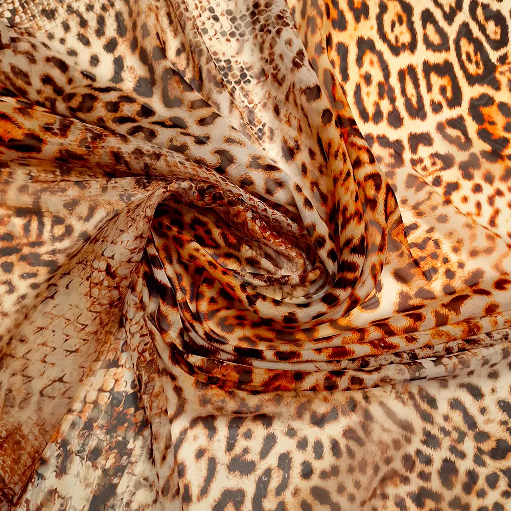 hedvábí, šifon, zvířecí vzor