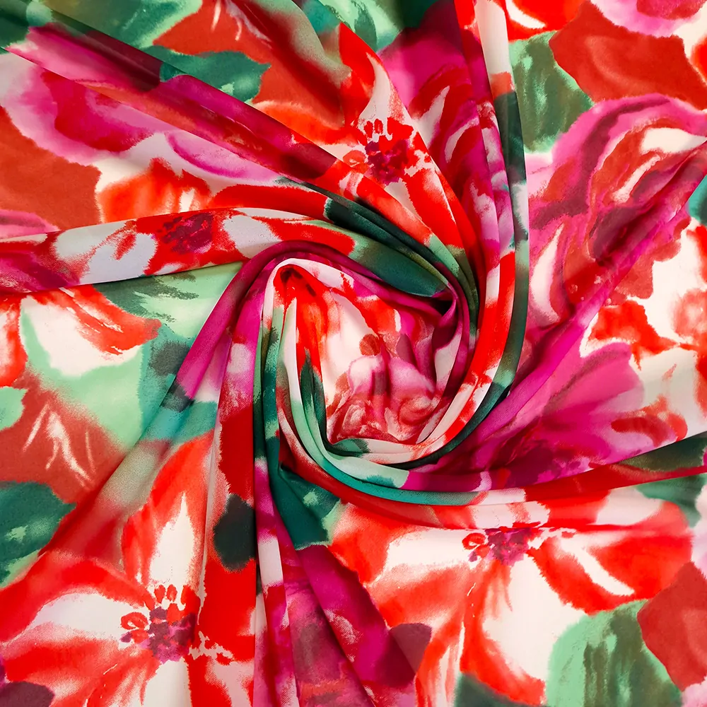 polyesterový šifon, květy