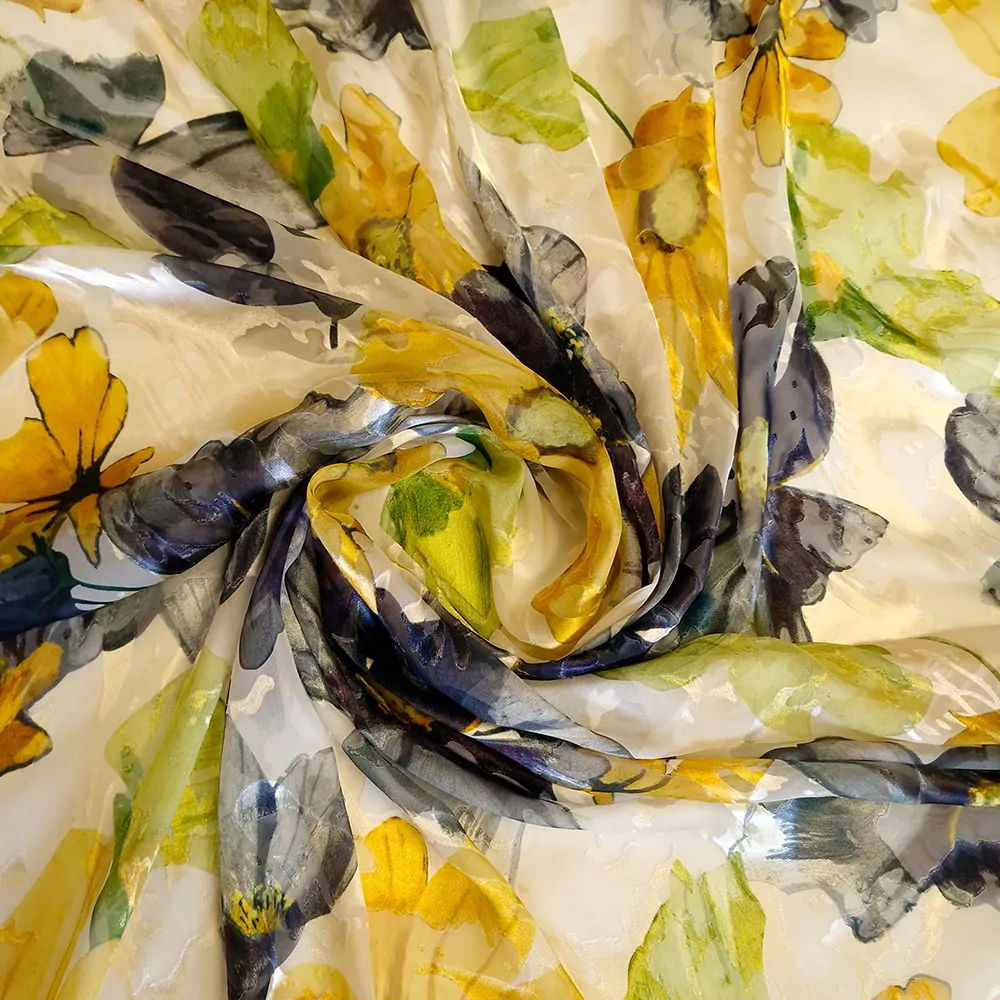 hedvábí DEVORÉ, nartur květy