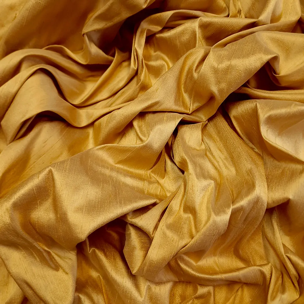 hedvábí, šantung s výraznou strukturou, zlatá 4121