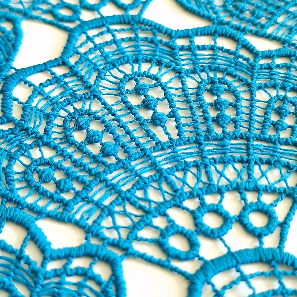 krajka Macramé, petrolejová