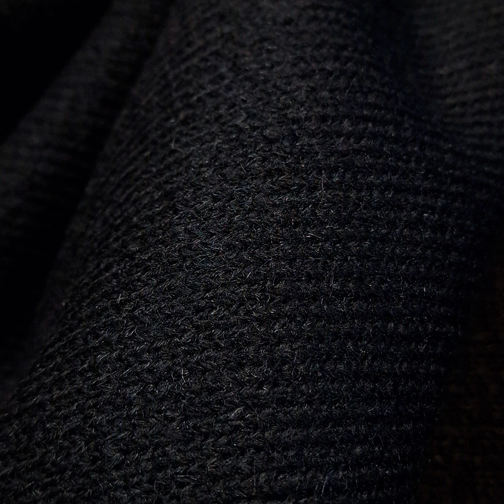 Doubleface kabátový úplet, žebro/pařená vlna, černá