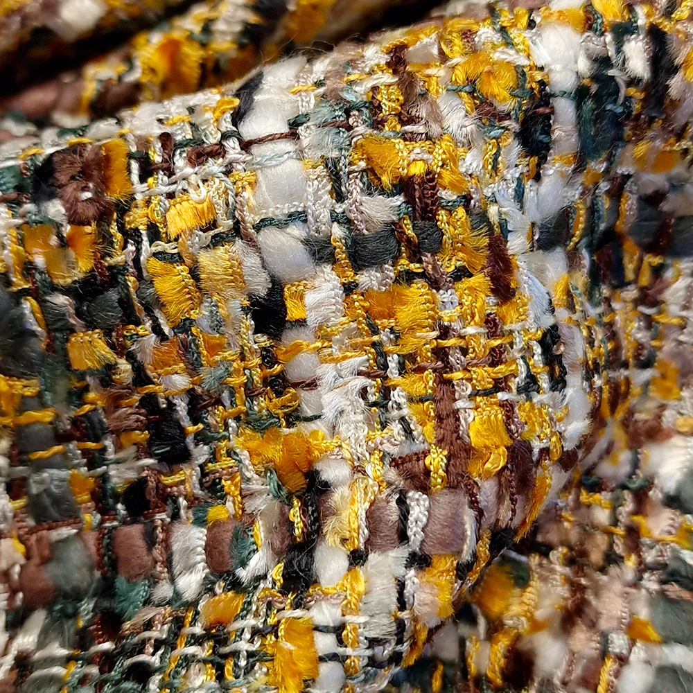 kostýmovka typu Chanel, žlutá/hnědá/zelená