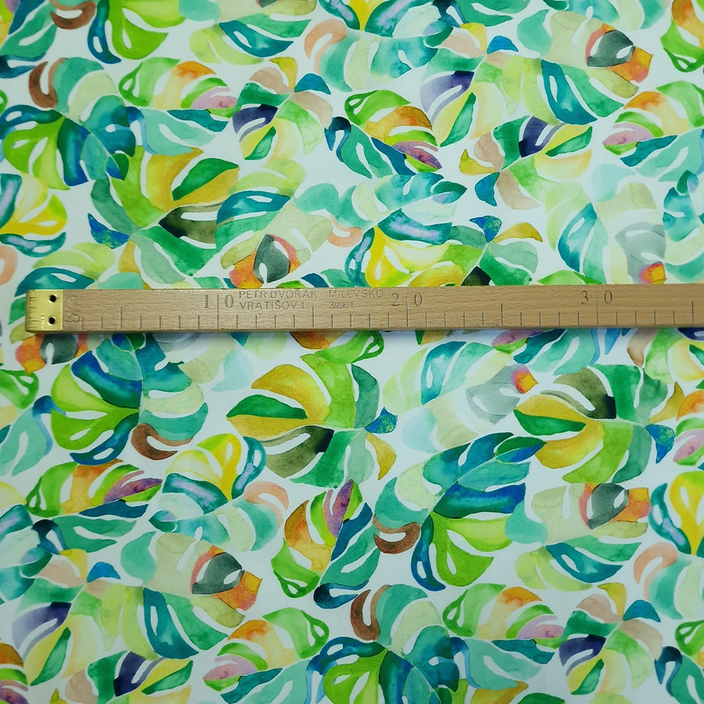 bavlněný twill, vzor monstera