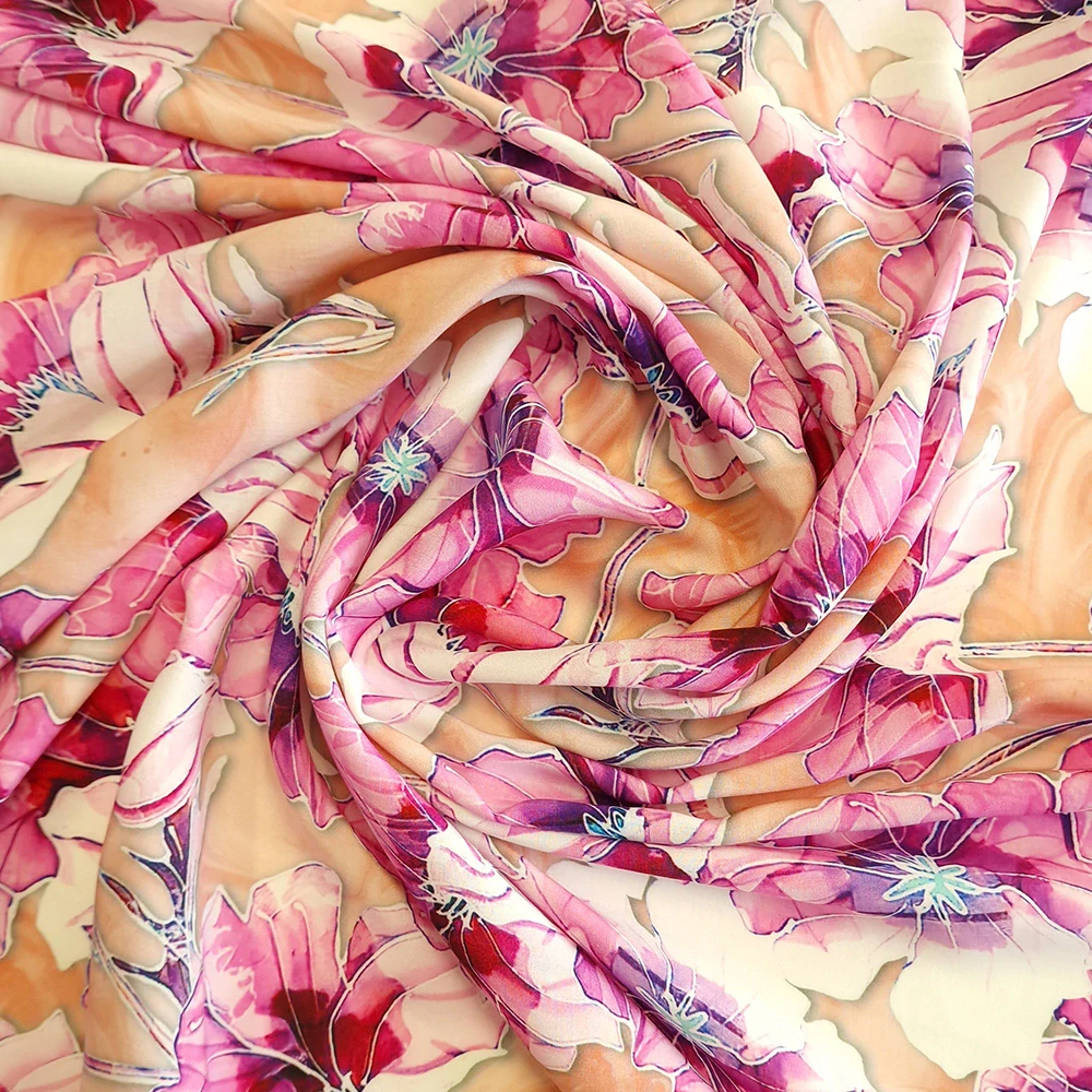 viskózové plátno, magenta květy