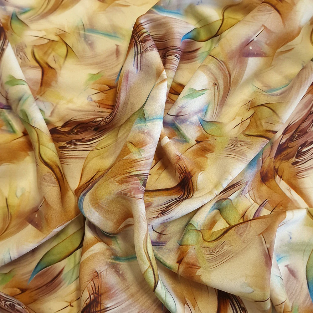 viskózové plátno, vzor abstrakt mocca