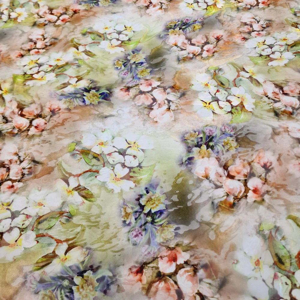 hedvábí DEVORÉ, pastelové květy