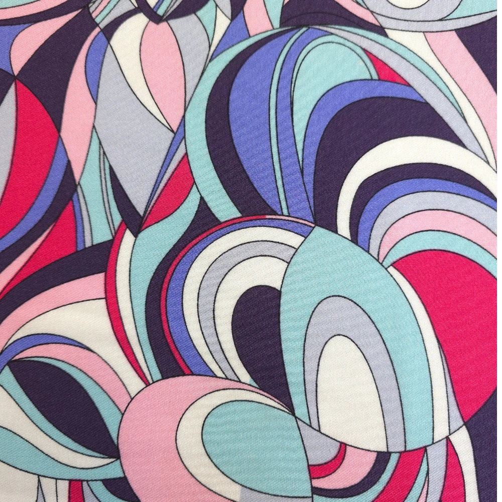 viskózová šatovka s keprovou vazbou, vzor Emilio modrorůžový