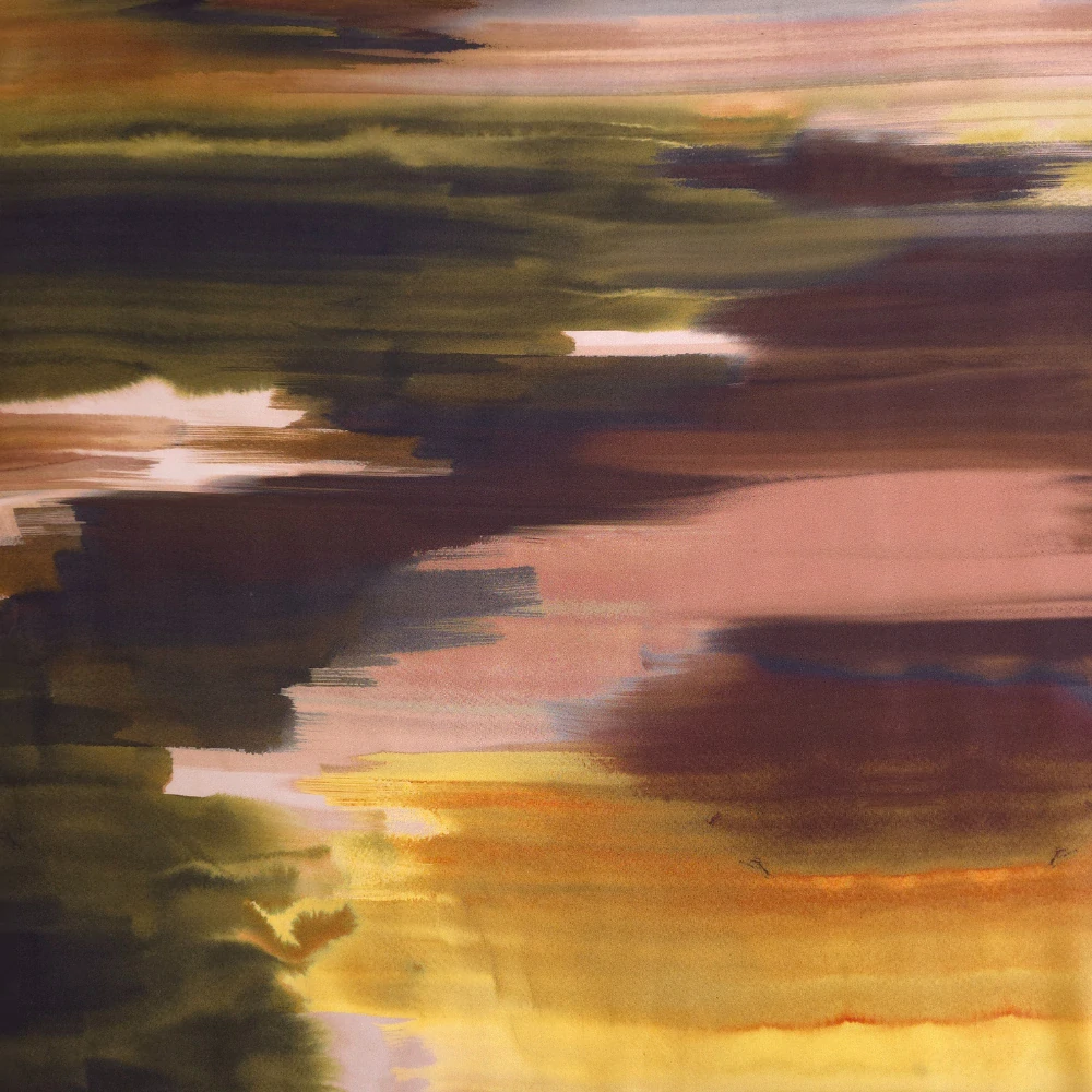 viskózový satén, khaki/hnědá/žlutá