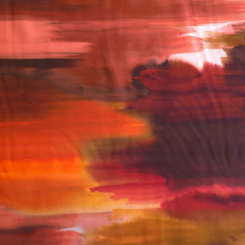 viskózový satén, bordó/oranžový