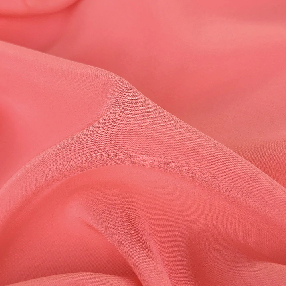 hedvábí, crepe de chine, lososová 522