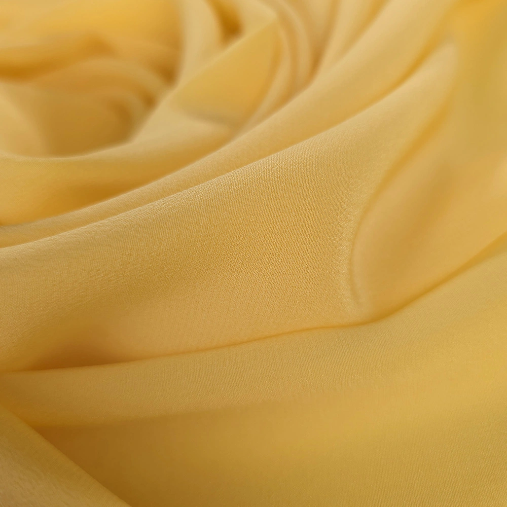 hedvábí, crepe de chine, žlutý pastel