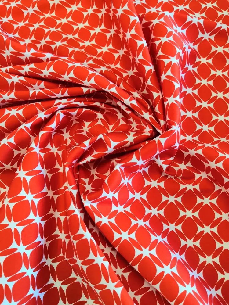 bavlněná elastická šatovka, červený vzor