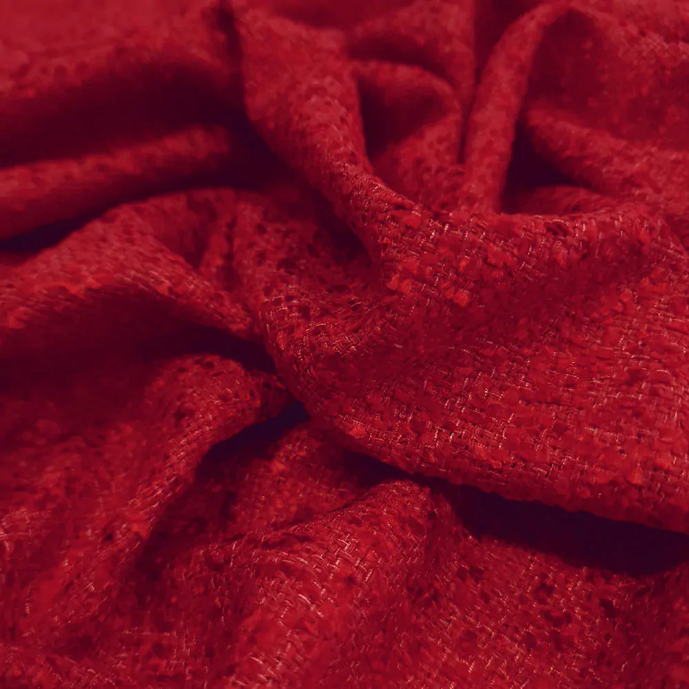 kostýmovka typu Chanel, jednobarevná, červená