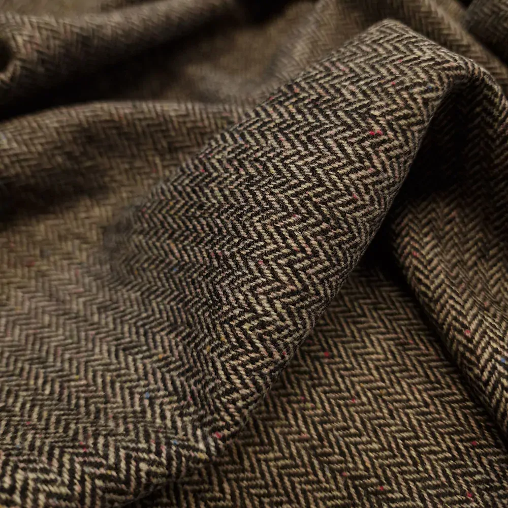 vlna, tweed, rybí kost, šedá