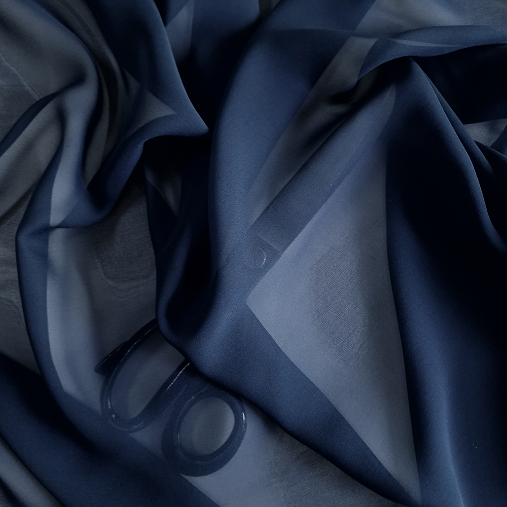 hedvábí, crepe georgette, 20 blu