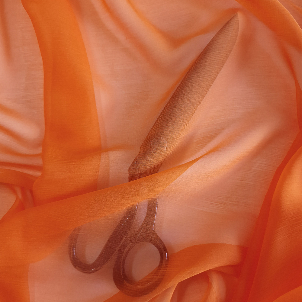 hedvábný krep šifon , oranžový