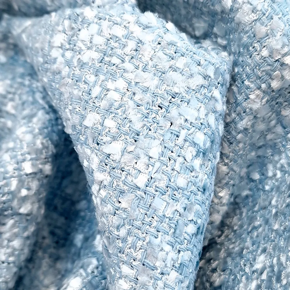 kostýmovka typu Chanel, jednobarevná, světlá modrá