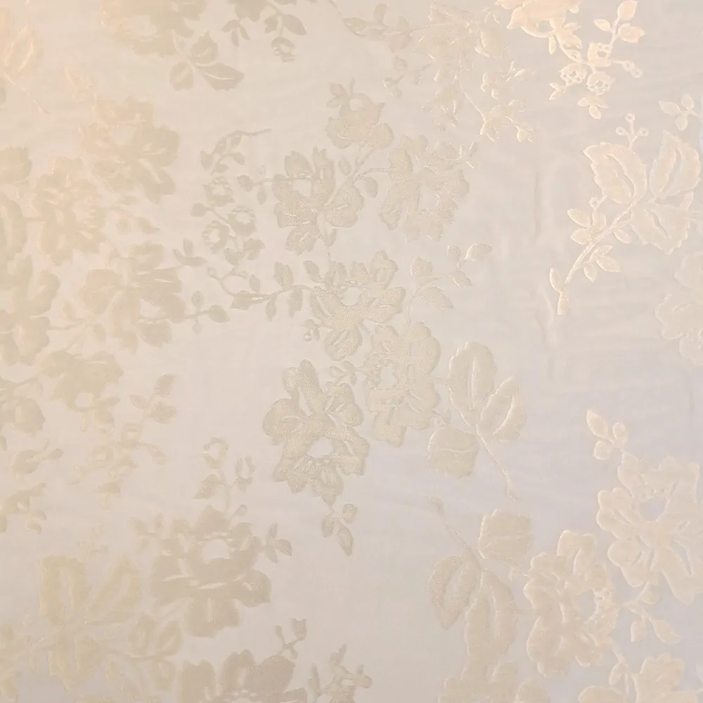 hedvábí DEVORÉ, růže, ivory