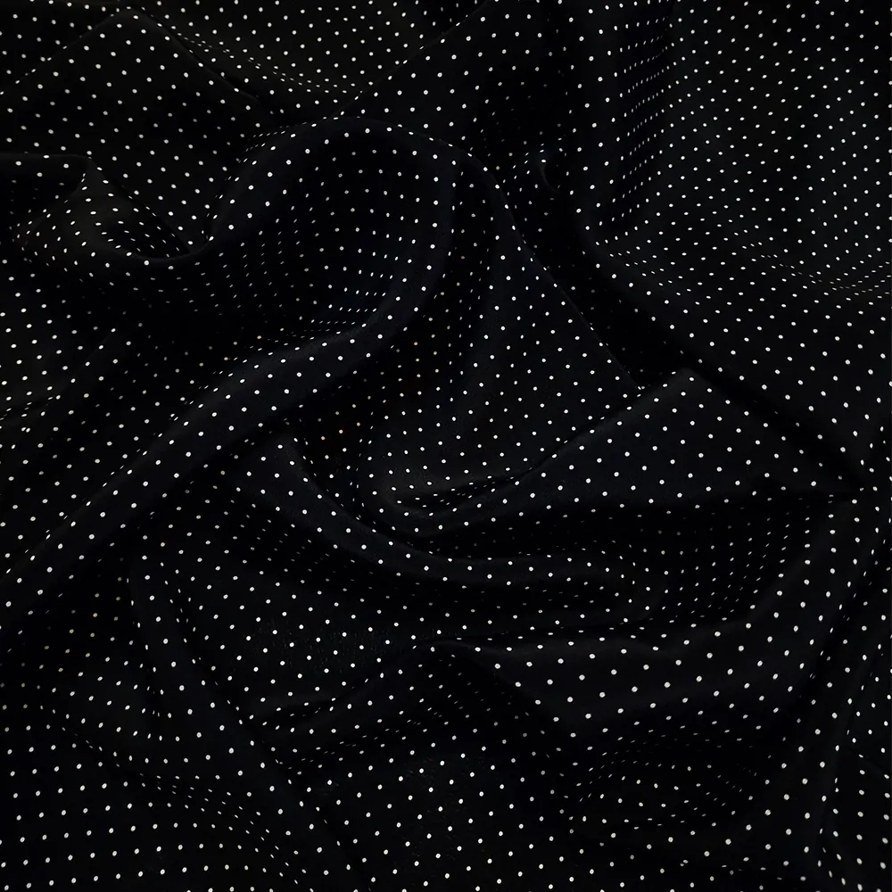 crepe de chine, černý puntík