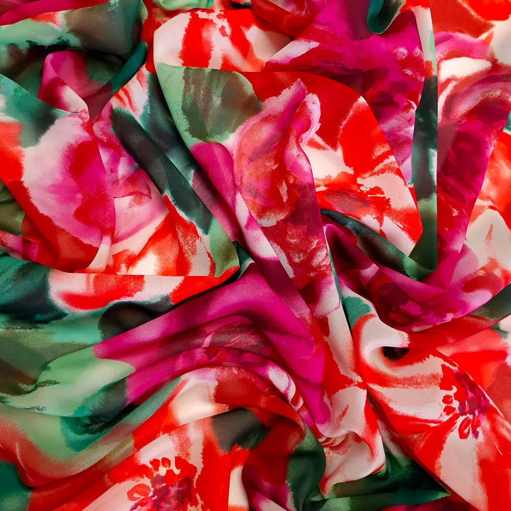 polyesterový šifon, květy